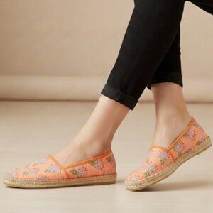 Anthropologie SZ  Blockprints Penny Espadrilles in Orange Print Size 7.5